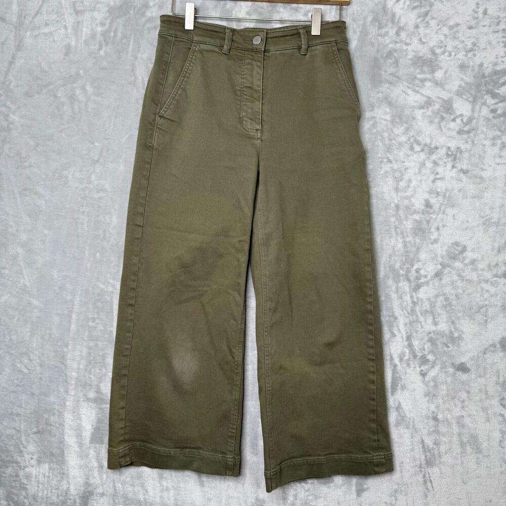 Everlane Cropped Wide Leg Short Jean Womens 4 Green Denim Mid Rise Stretch